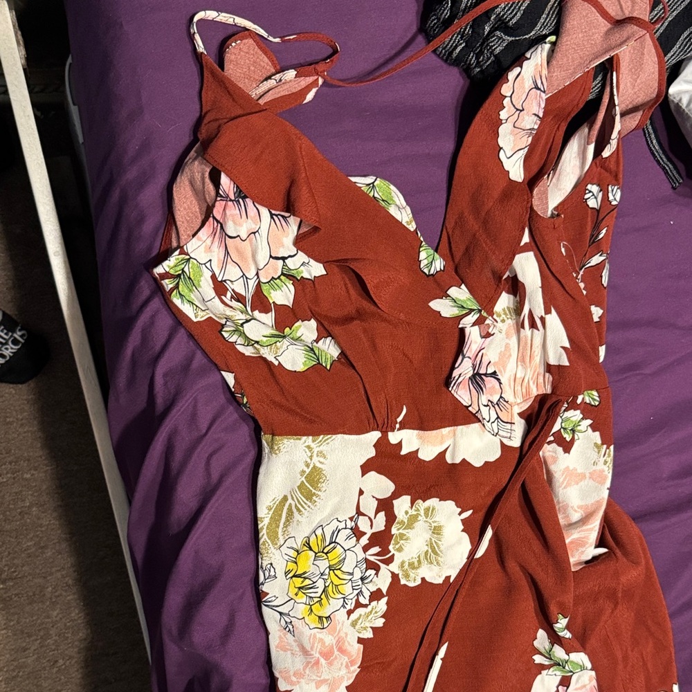 Floral Sleeveless Dress - Red and Pink
